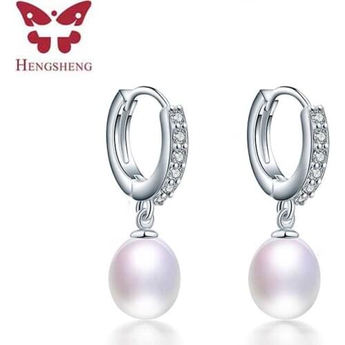 HENGSHENG 100% Genuine pearl jewelry natural pearl earrings cultured freshwater pearls, super deal earring women girl best gifts