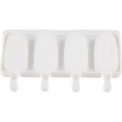 Silicone Ice Cream Mold 4-Cavity Big Ellipse Shape DIY Homemade Popsicle Moulds Dessert Ice Pop Lolly Maker Reusable Tools