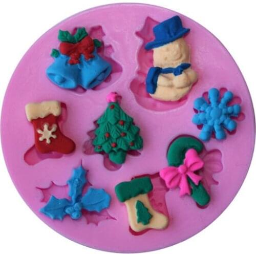 Mould Silicone Mold Christmas Tree Snowman Santa Claus Gift Fondant DIY Cake Decorating For Biscuit Chocolate Candy Mold