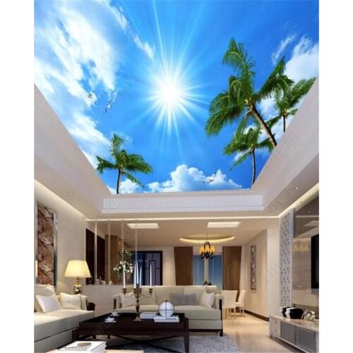 Modern 3D photo wallpaper home interior blue sky and white clouds wallpaper living room ceiling hall mural wallpaper