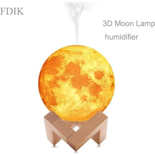 880ML Air humidifier 3D Moon Lamp Diffuser Aroma Essential Oil USB ultrasonic humidifier air atomizer purifier led Night light