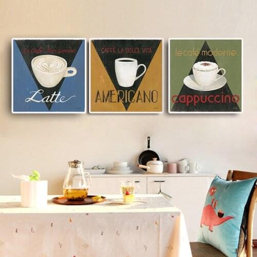 Vintga Cup of Coffee Geometry Posters and Prints Canvas Painting Scandinavian Wall Art Nordic Style Kitchen Baby Kids Room Decor