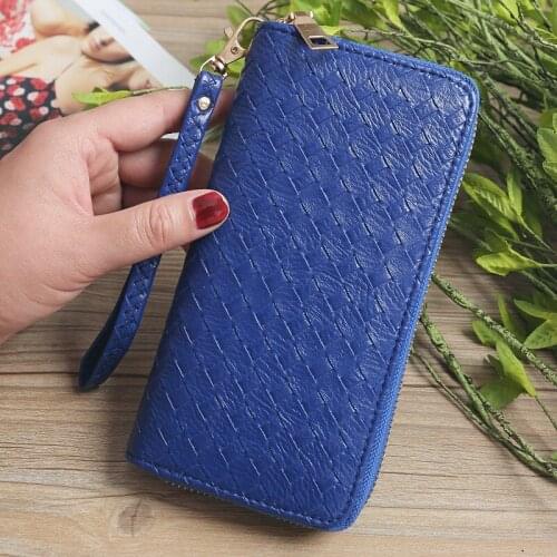 High-capacity Knitted Zipper Poucht Wallet Long Billfold Women Phone Case Coin Pocket Change Purse Card Bag Holders Hand Bag
