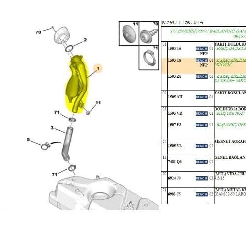 DIESEL OIL WAREHOUSE THROAT INTAKE PIPE FOR DATING-BERLINGO DW8-DW8B 1.9D 2003-2008 1503.T8