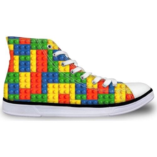 HaoYun Women High-Top Canvas Shoes Ladies Vulcanized Shoes Building Blocks Design Female Comfortable Walking Flat Sneaker Shoes
