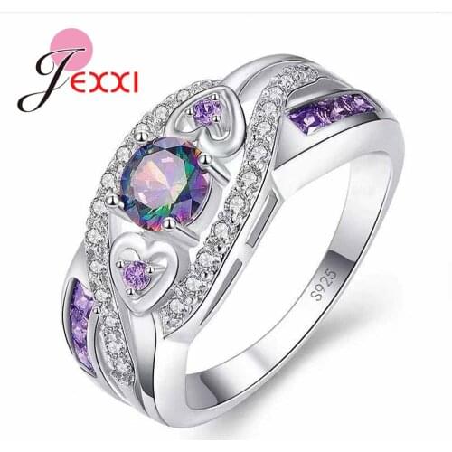 Fashion Style 925 Sterling Silver Ring for Female Wedding With Sparkling AAA Colorful CZ Women Bijouterie Birthday Gifts
