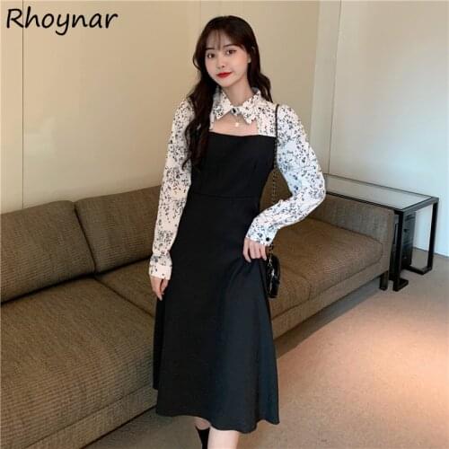 Dress Women Oversize Patchwork Black Gothic Vintage French Style New Design Daily Harajuku Casual A-line Vestido Feminino Preppy