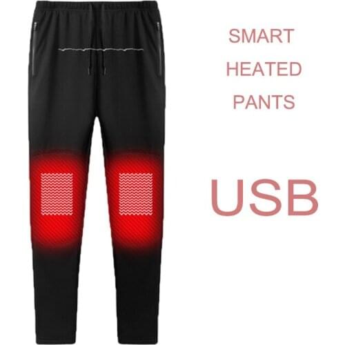 Winter Womens USB Smart Heating Pants Mens Thickened Warm Pants Washable Adult Carbon Fiber Knee Heating 3 Temperatures