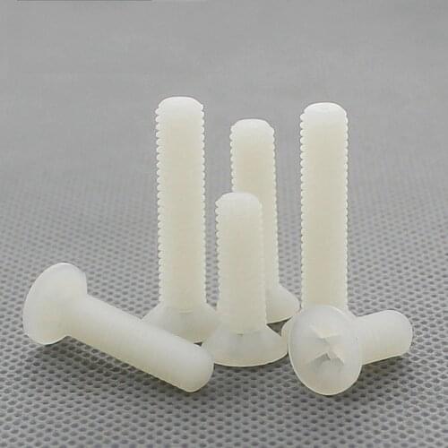 10PCS-M6*10/12/15/20/25/30/40 Flat Head Screws / Plastic Screws / Bolts/ Countersunk Head Nylon Screws