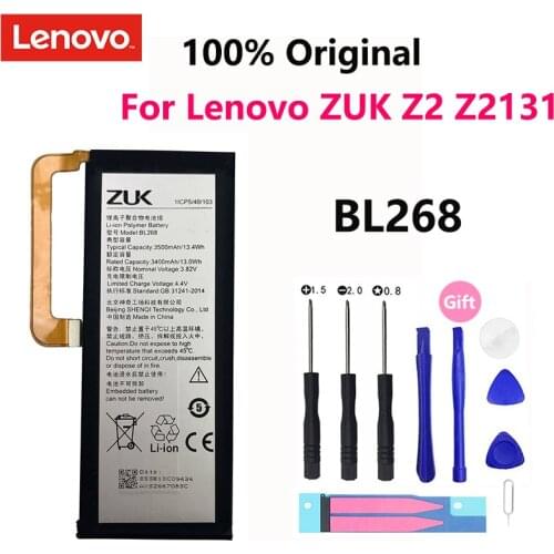 100% Original 3500mAh BL268 Battery For Lenovo ZUK Z2 ZUKZ2 Z2131 Mobile Phone Replacement Batteries Bateria + Free Tools