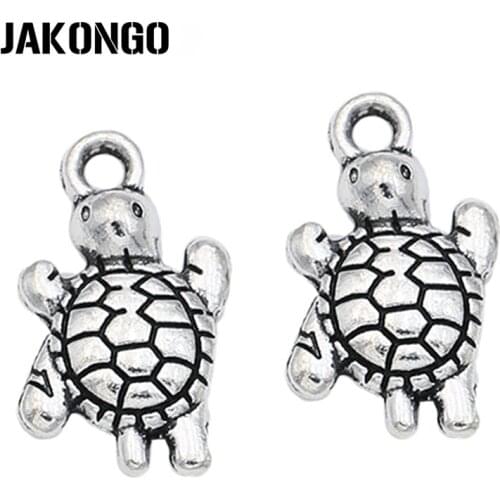 20PCS Antique Silver Plated Tortoise Turtle Charms Pendants for Jewelry Making Bracelet DIY Handmade Craft 21x12mm