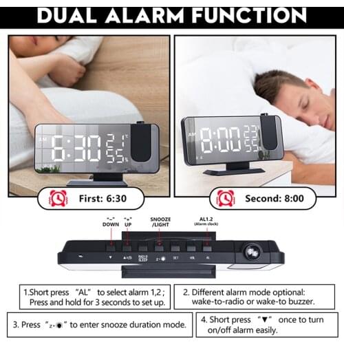 2021 Clock With Projection Digital Clock Projection Desktop Clock USB Wake Up LED Electronic Table Clock Forecast Alarm Clock