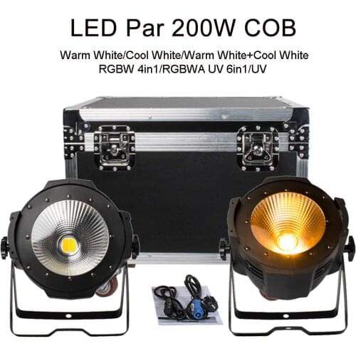4PCS With Flight Case Led Par 200W 4in1 COB Lamp DMX Controller Stage Light For DJ Disco Church Cool/Warm White RGBWA UV 6in1