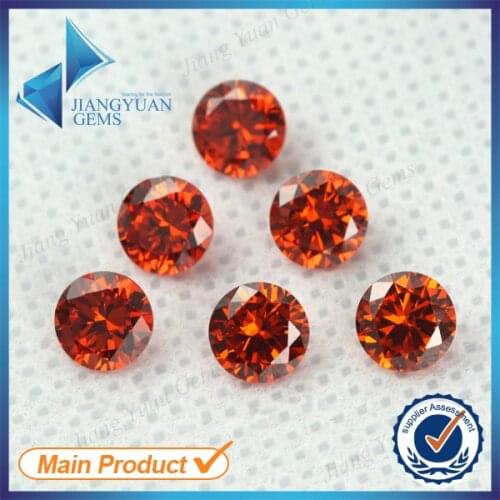 50pcs 5A 0.8-16mm Orange Color Loose Cubic Zirconia CZ Stone Round Shape European Machine Cut Synthetic Gemstone