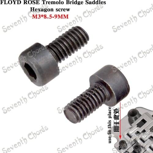 6 Pcs Black Tremolo Bridge Locked String Saddles Hexagon screws for Electric Guitar - M3*8-9MM