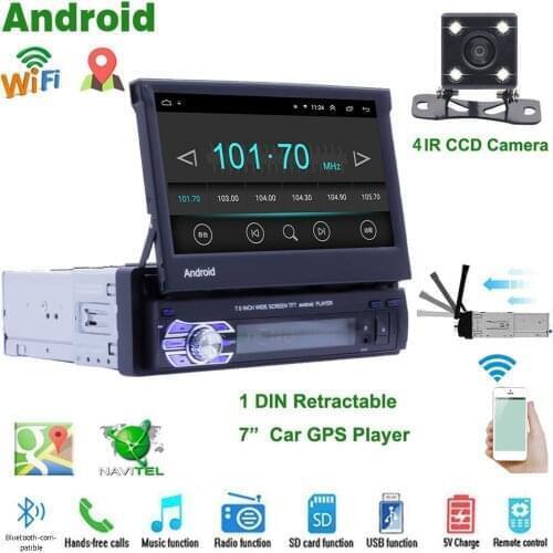 Android 8.1 1 Din Car Stereo Radio 7" 1080P HD Touch Screen MP5 Player Supports FM Blue tooth WiFi GPS Navigation Mirror Link