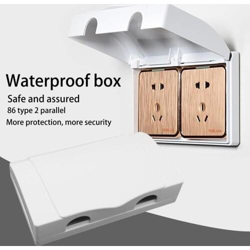 White Double Socket Protector Electric Plug Cover Child Safe Box Power Outlet Baby Home Safety Socket Indoor Receptacle Covers