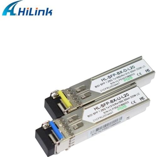 Free Shipping! 10pairs a lot! Compatible Simplex LC/SC Connector 1.25G WDM SFP 20KM 1000Base BIDI SFP DOM 1310/1550