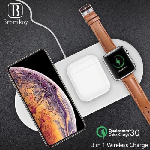 3 in 1 Qi Wireless Charger Pad 2W Magnetic Charging for iWatch Series 4 3 2 1 Wireless Quick Charge for Samsung iPhone iPods Pro