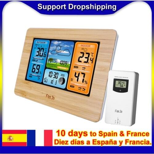 FJ3373 Digital Thermometer Weather Station LCD Alarm Clock Indoor Outdoor Weather Forecast Barometer Thermometer Hygrometer