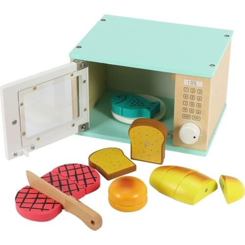 Childrens Wooden Simulation Kitchen Toy Set Play House Early Education Toy Bread Machine Coffee Machine Juicer Oven