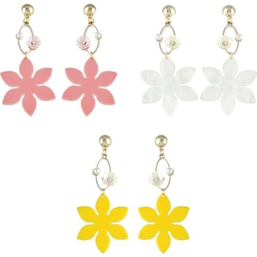 Flower Pear Long Dangle Earrings 3 Colors New Fashion Texture Cute LadiesWedding Earrings Jewelry Charm Accessories