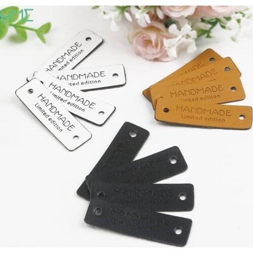 Hot Handmade with Limited Edition PU Leather Labels Tags for Handwork Patch Garment Bag Gifts Hats Shoes Label Jewelry Making