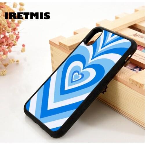 Iretmis 5 5S SE 6 6S TPU Silicone Rubber Phone Case Cover for iPhone 7 8 Plus X Xs 11 12 MINI Pro Max XR Blue Heart Trance