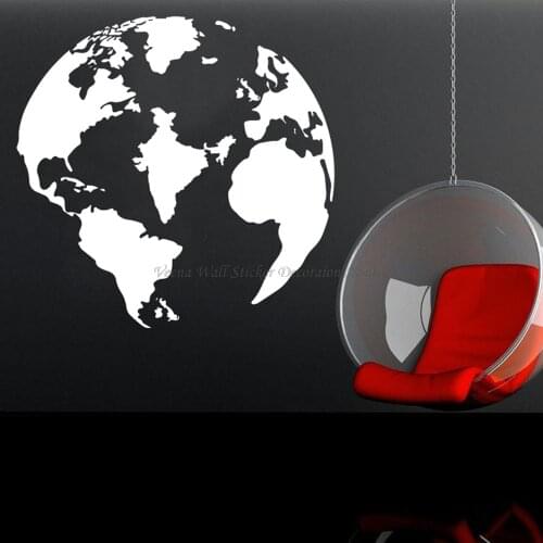 Map Wall Sticker Planet Continent Earth Silhouette Office School Classroom Living Room Bedroom Home Decor Vinyl Decal Mural Gift