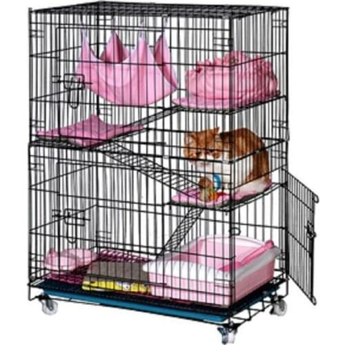 Cat Cage Home Indoor Double-layer Cat Cage Villa Folding Cat Cage Three-layer Cat House With Toilet Small Cat Cage