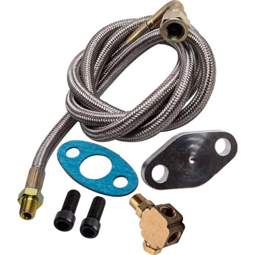 T3 T4 Turbocharger Oil Feed line Kit 1/8 NPT 50 Inch Braided Stainless Steel T70