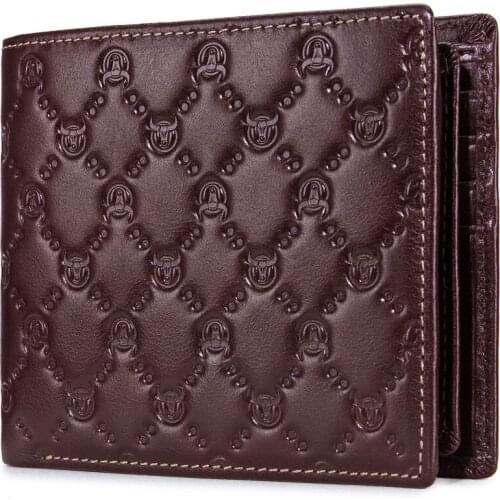 BULLCAPTAIN Brand men RFID Wallet Genuine Leather Mens Purse Design male Wallets Creative Pattern Mini Purse