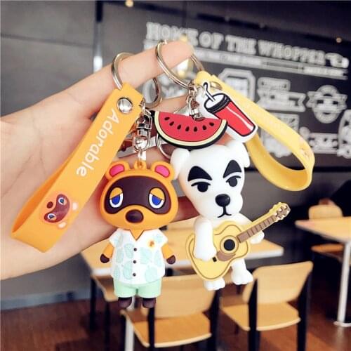 Cute Cartoon Animal Doll Car Key Chain Men And Women Lovers Game Animal Crossing Key Ring Small Mobile Phone Bag Keychain