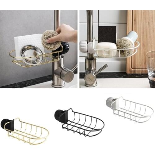 Kitchen Bathroom Organizer Adjustable Sink Shelf Soap Sponge Drain Rack Silicone Storage Basket Faucet Holder Sink Accessorie
