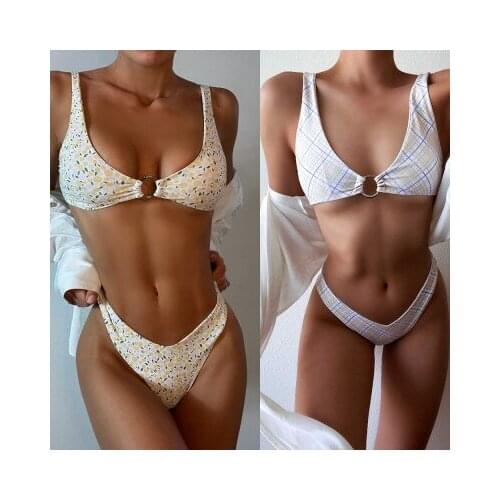 2021 summer womens printed bikini new sexy ring swimsuit swimsuit womens suit