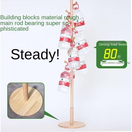 Bedroom multifunctional hanger wood coat rack Household coat hangers Tidy up the storage rack Creative floor living room