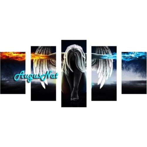 Multi-picture combination diamond painting set 5d diy full drill diamond stickers wall art ice fire angel rhinestone pasted gift