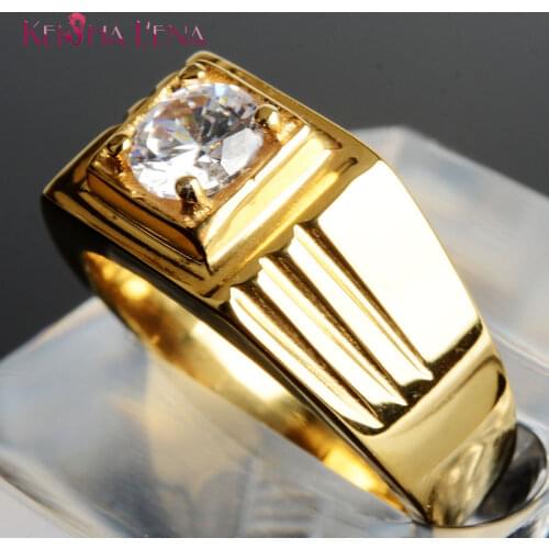 High Quality 5A Crystal Retro Titanium Steel Men`s Wedding Rings Jewelry No Fade Factory wholesale