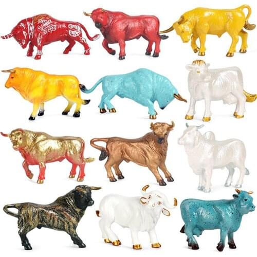 Set of 4 Cow Cattle Farm Toy Model Figure Kids Cognitive Cow Figurines Decoration Crafts Kid Educational Toys for Kindergarten
