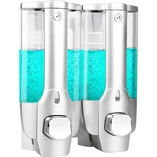 350ML Wall Mount Dispenser, Double Dispenser Container for Chamber Kitchen Bathroom Waterproof Clog-Free Drip-Free