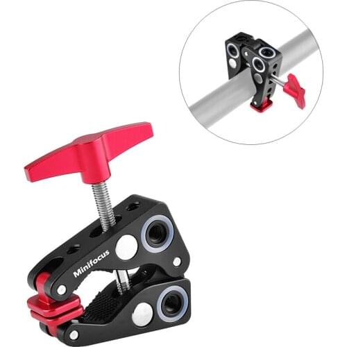 Desktop Super Clamp with 1/4 and 3/8 Thread Locating Pin for ARRI for Camera Light Desk Stand Plate Tripod Rod Magic Arm Clamps