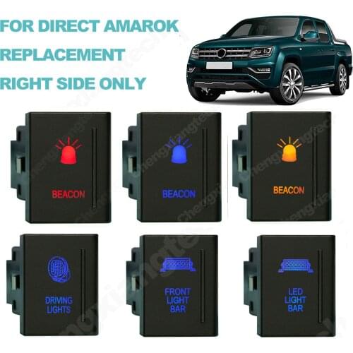 12V 3A Blue / red / Orange Led Car Push Button Switch On-Off for VW Volkswagen Amarok Replacement + Jumper Wires, Right Side