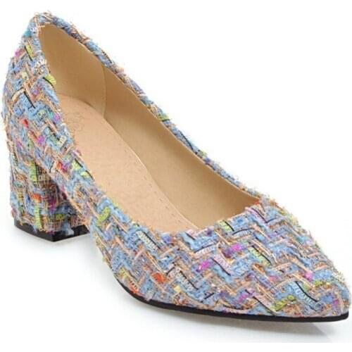 New fashion 2018 spring pointed mouth shallow thick with high with joker code size 32-46 shoes 1816