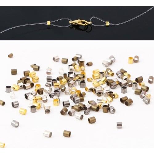 NEW 500pcs copper tube 1.5/2MM crimp beads end beads rope stopper spacer Beads for bracelet Jewelry Making DIY accessories