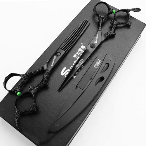 6 Inch Silver Black Dragon Handle Salon Hairdressing Scissors High Quality 440c Steel Professional Hair Scissors