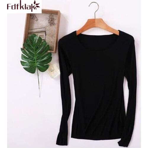 Fdfklak Casual new female T-shirt long sleeve modal cotton t shirt women spring autumn bottoming shirt knitted womens top