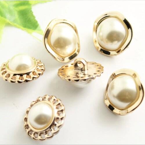 10 Pcs/Set Metal Gold Pearl Buttons, DIY,Used For Clothing Accessories, Suitable For Sewing And decoration of clothing