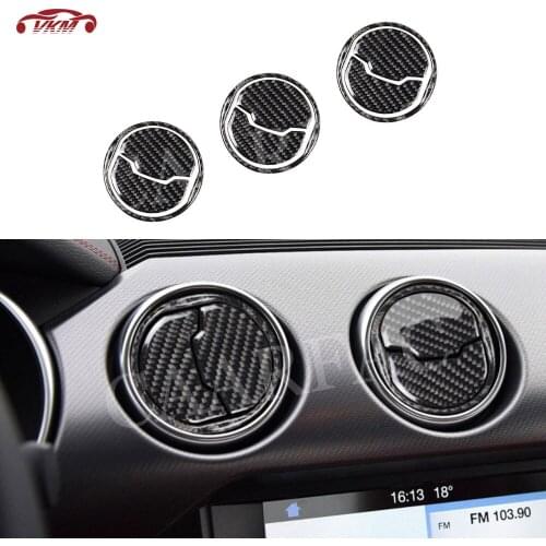 Car Dashboard Central Air Outlet Trim Cover Carbon Fiber Vent Decoration Frame Stickers For Ford Mustang 2015 -2019