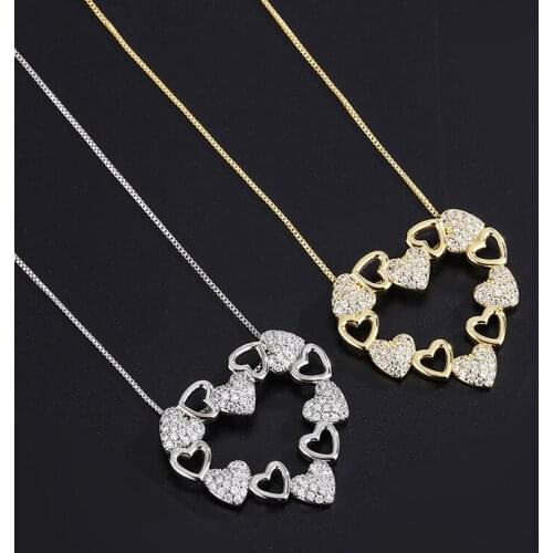 Funmode Luxury Heart Shape Design Gold Color Charm Pendant Necklace For Women Accessories for Jewelry FN225