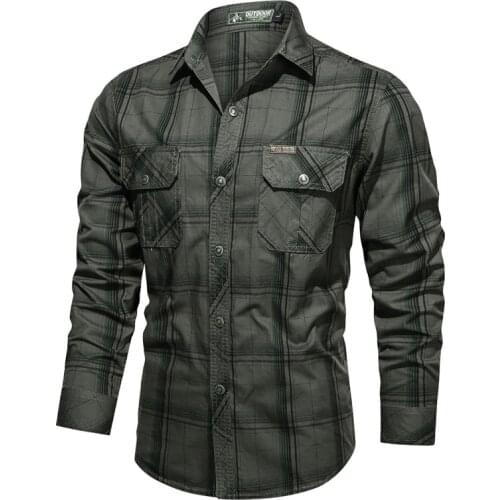 Spring Autumn long sleeve shirt men high quality cotton shirts casual fashion plaid shirt Men Brand Clothing blouse